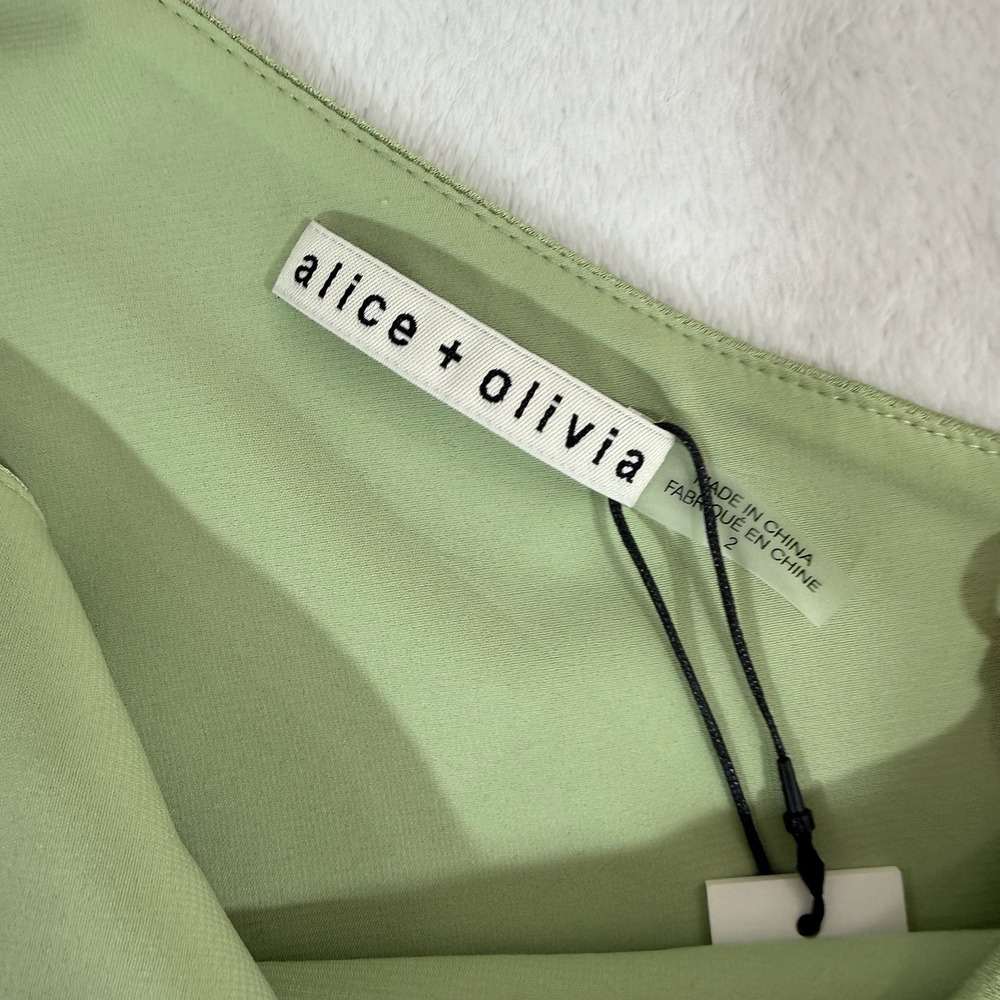 NWT Alice + Olivia Revolve Women's Green One-Shoulder Cutout Karoline Dress 2 - Picture 9 of 15